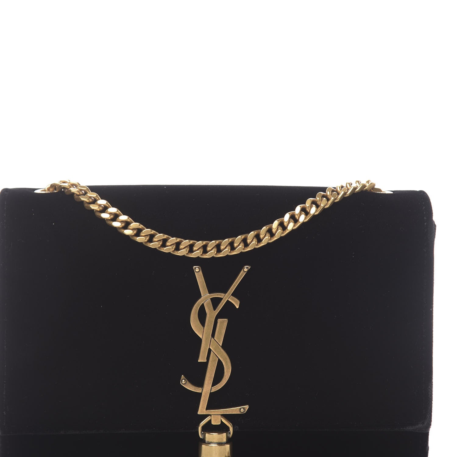 Saint Laurent Velvet Small Monogram Kate Tassel Shoulder Bag Black 10 of 14