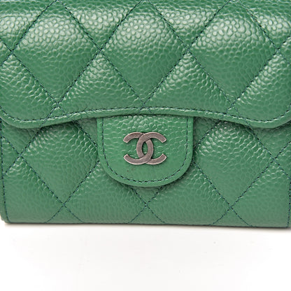 Chanel Caviar Quilted Card Holder Wallet Green 9 of 9