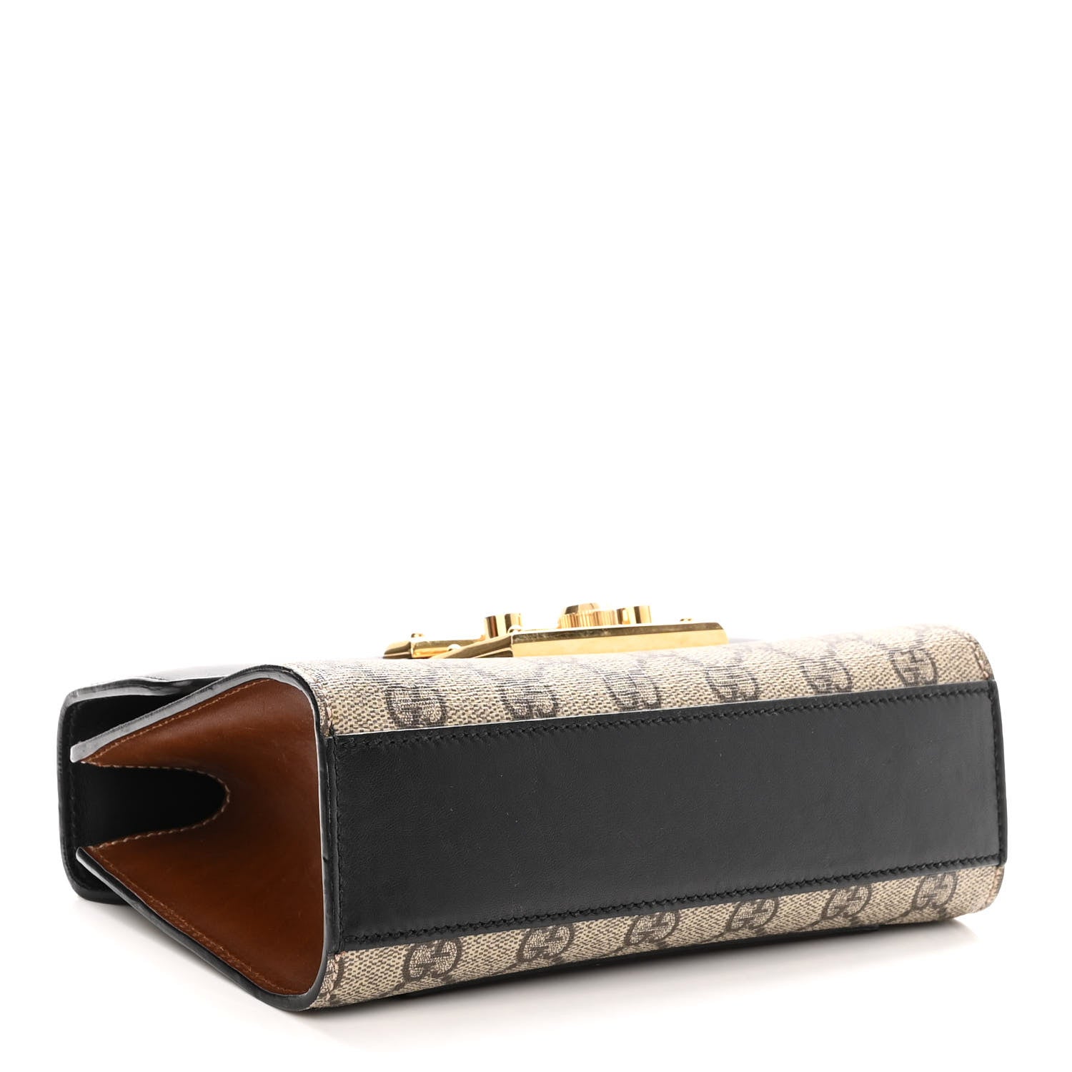 Gucci GG Supreme Monogram Calfskin Small Padlock Shoulder Bag Beige Black Cuir 3 of 10