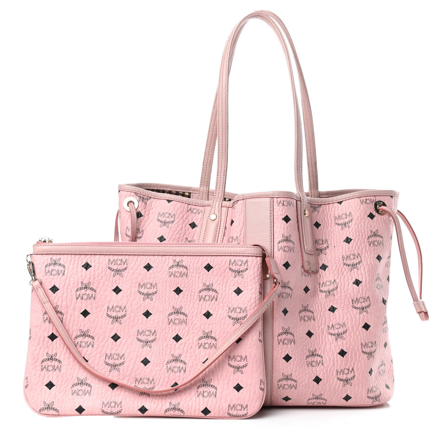 MCM Visetos Medium Liz Reversible Shopper Tote Soft Pink 3 of 9