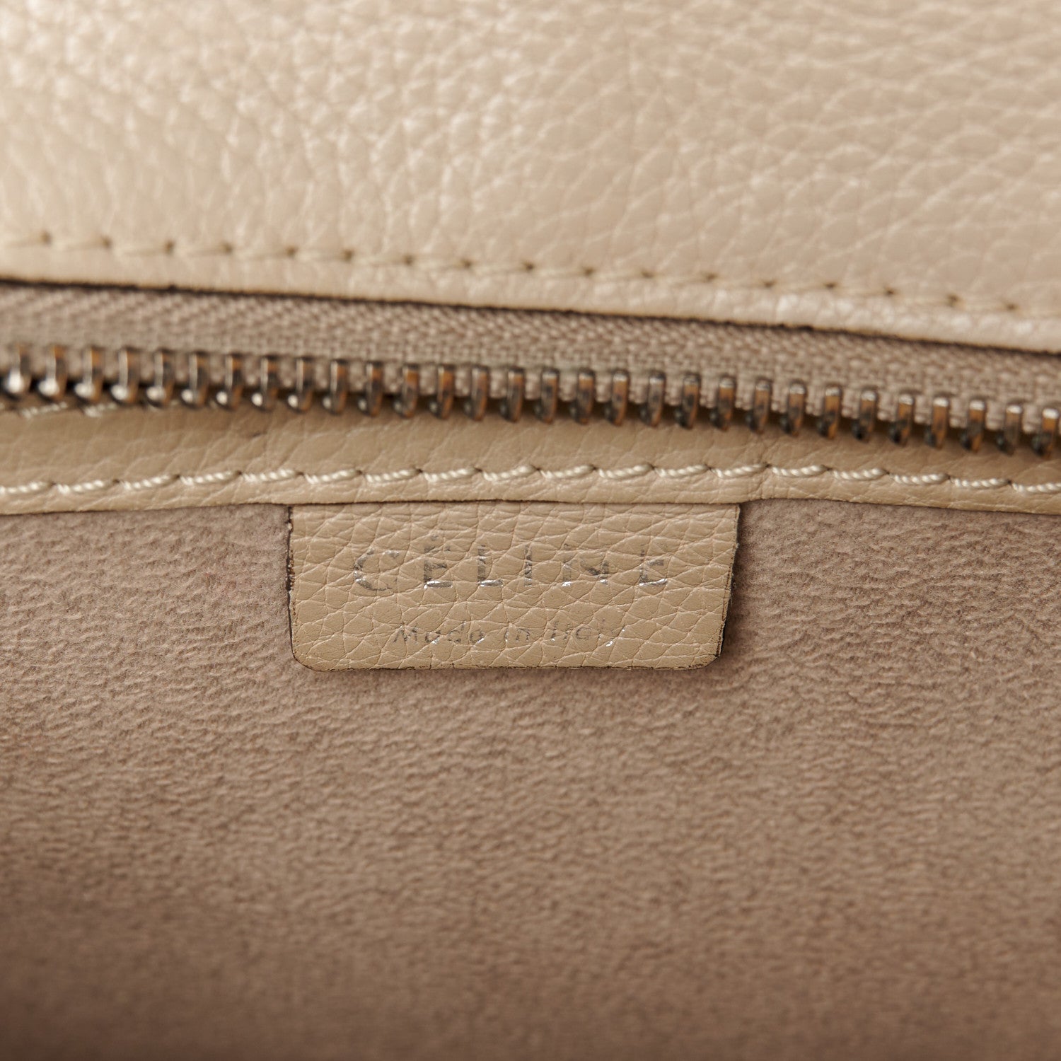 Celine Drummed Calfskin Nano Luggage Dune 6 of 12
