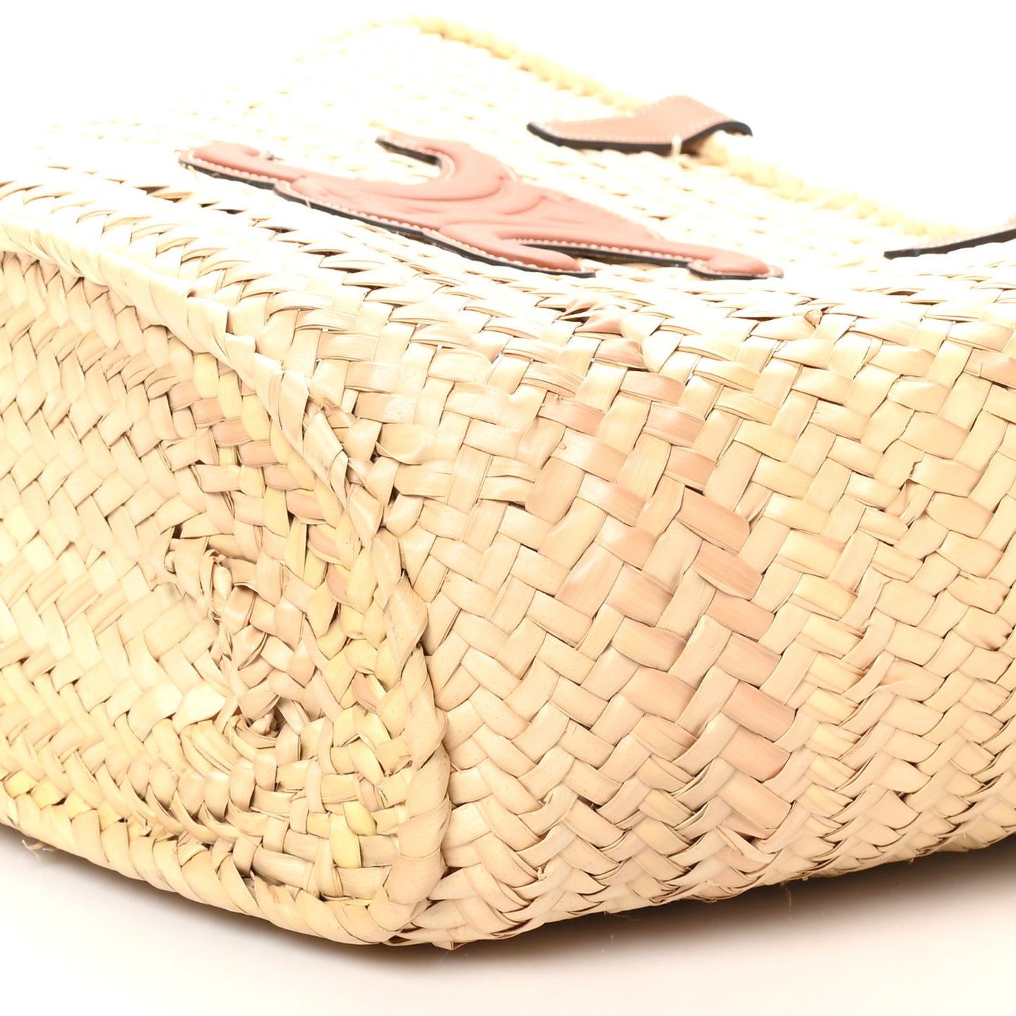 Raffia Calfskin Triomphe Medium Panier Tan