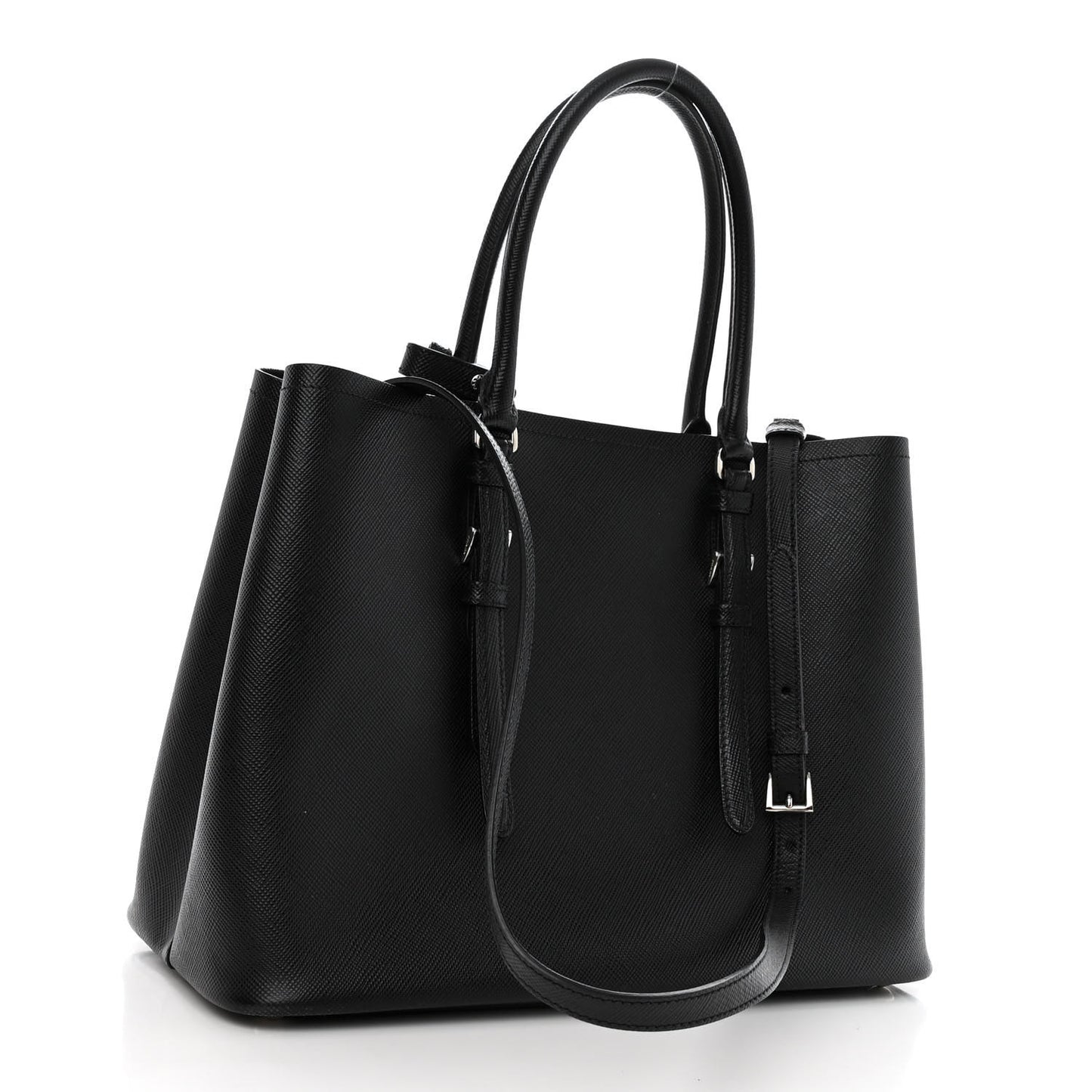 Saffiano Cuir Medium Double Handle Tote Black
