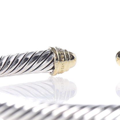 David Yurman Sterling Silver 18K Yellow Gold Diamond 5mm Cable Classics Bracelet 4 of 4