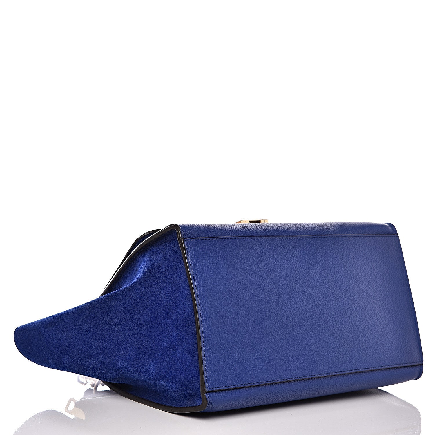 Celine Drummed Calfskin Suede Small Trapeze Indigo 3 of 10