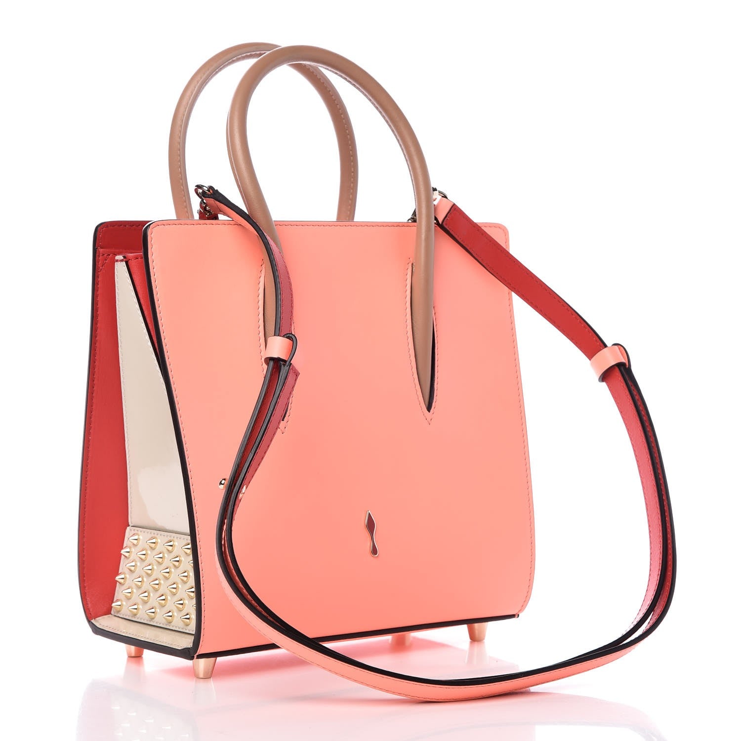 Christian Louboutin Calfskin Studded Small Paloma Flamingo 4 of 8
