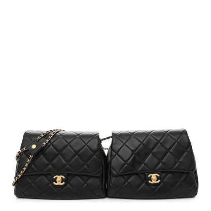 Chanel Lambskin Quilted Large Side-Packs Black 1 of 11
