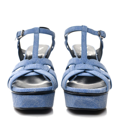 Saint Laurent SAINT LAURENT Denim Tribute 75 Platform Sandals 37.5 Blue 2 of 9