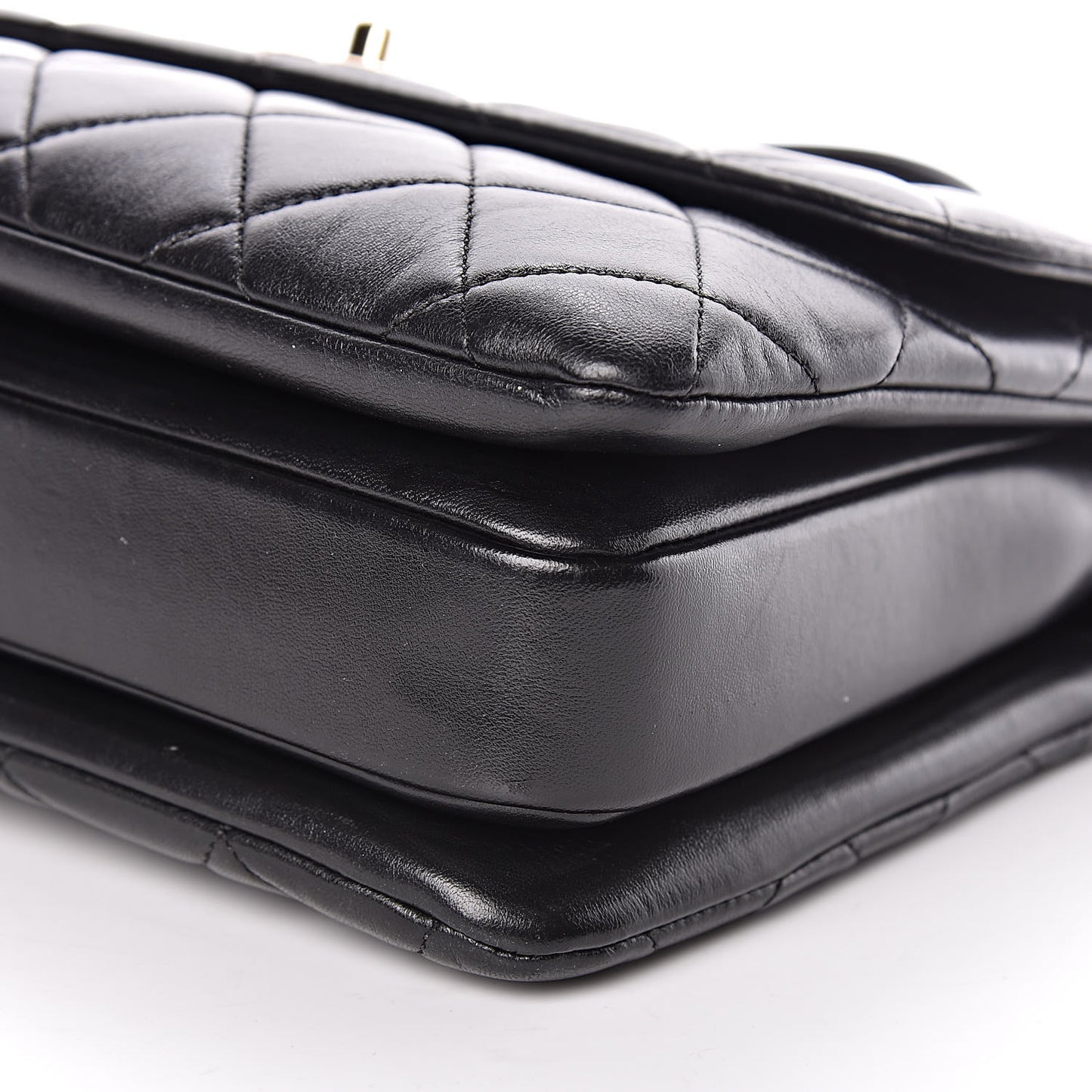 Lambskin Quilted Medium Trendy CC Flap Dual Handle Bag Black