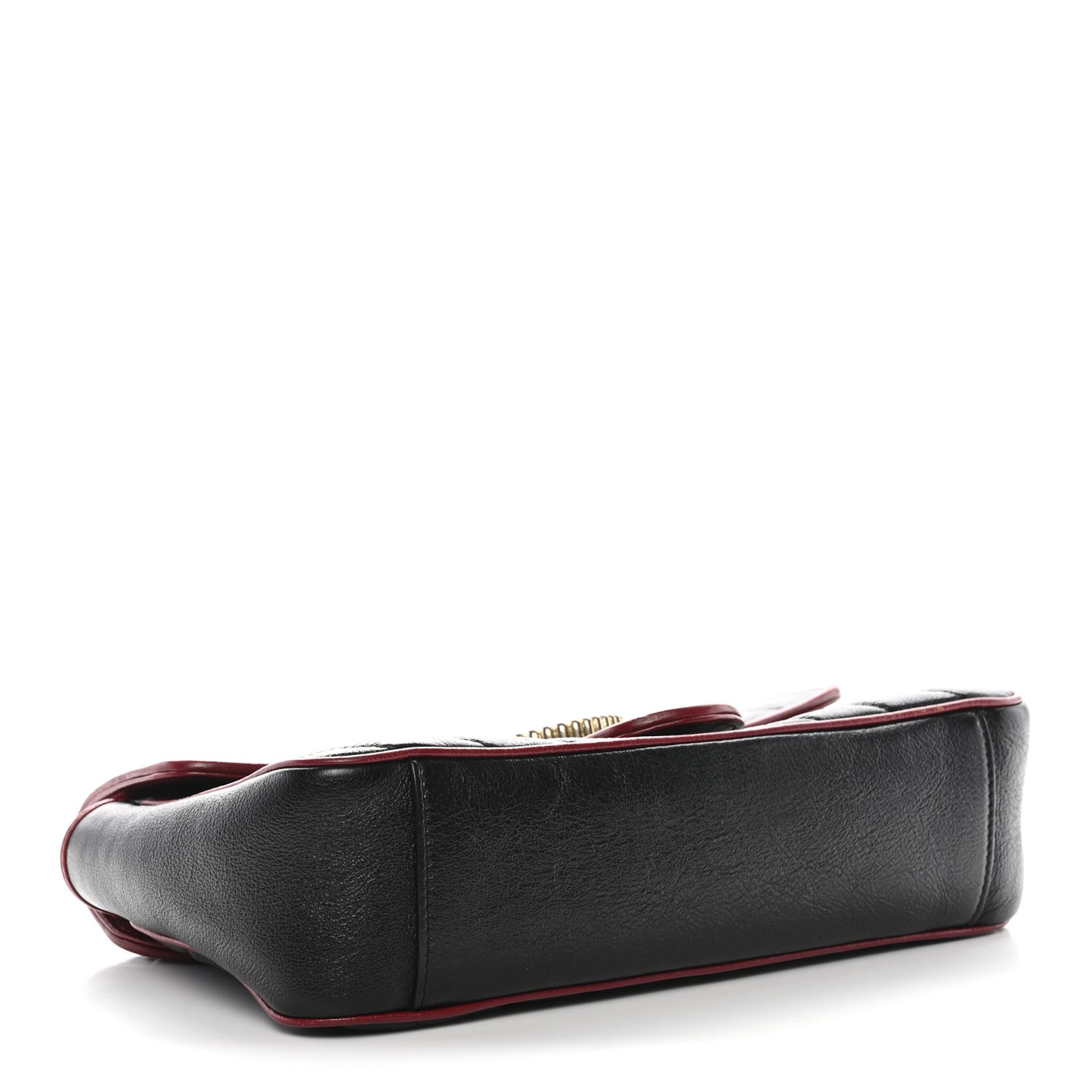 Vintage Effect Calfskin Matelasse Diagonal Small Torchon GG Marmont Shoulder Bag Black Romantic Cherry