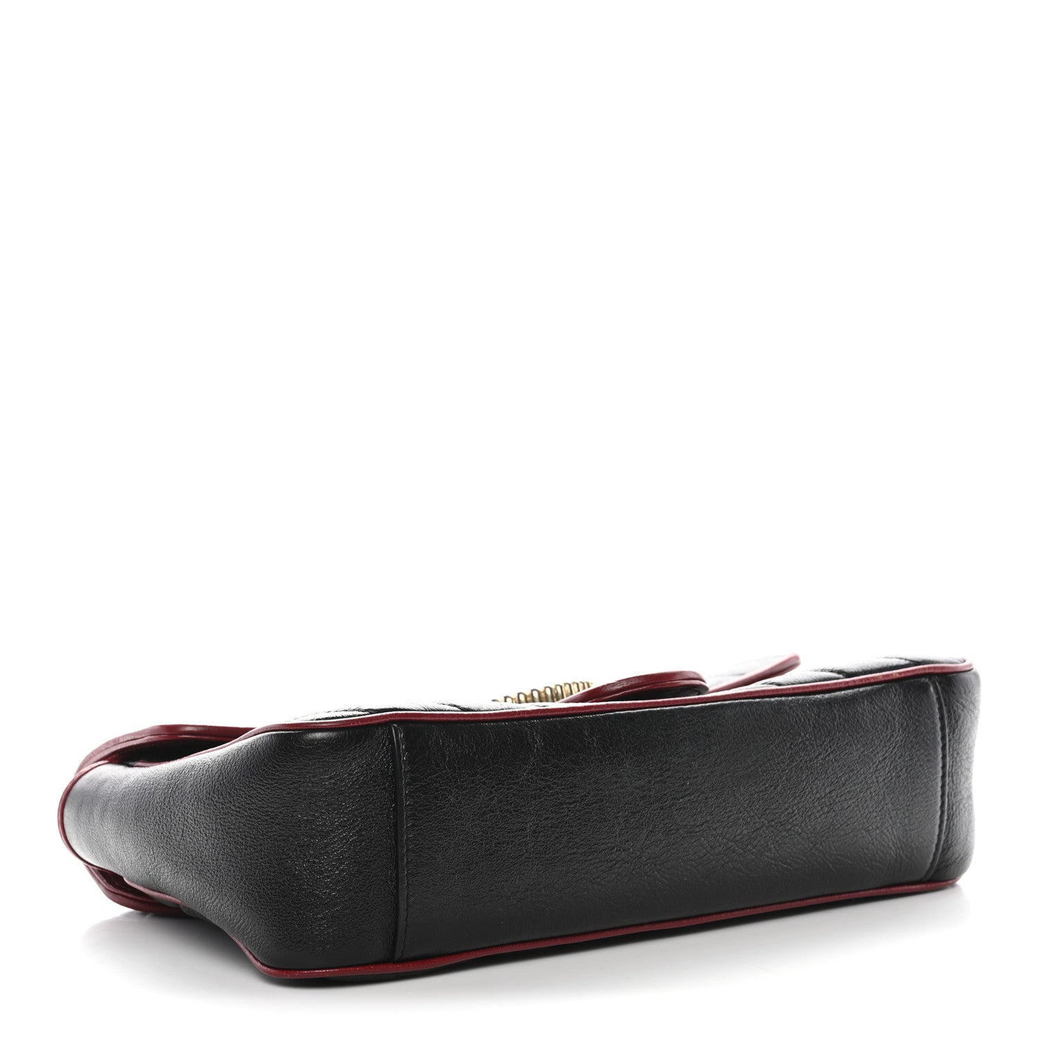 Gucci Vintage Effect Calfskin Matelasse Diagonal Small Torchon GG Marmont Shoulder Bag Black Romantic Cherry 4 of 11