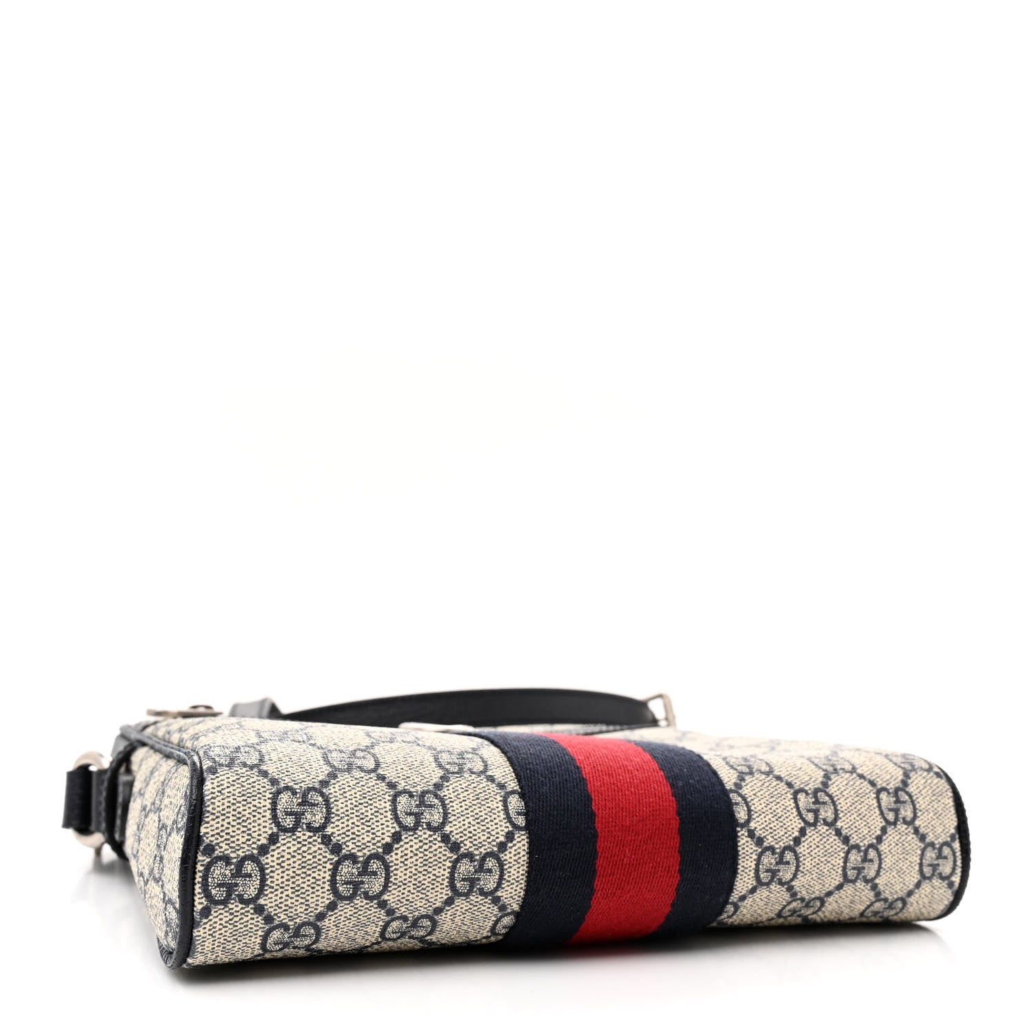 Gucci GG Supreme Monogram Textured Dollar Calfskin Web Small Ophidia Messenger Bag Beige Blue 4 of 10