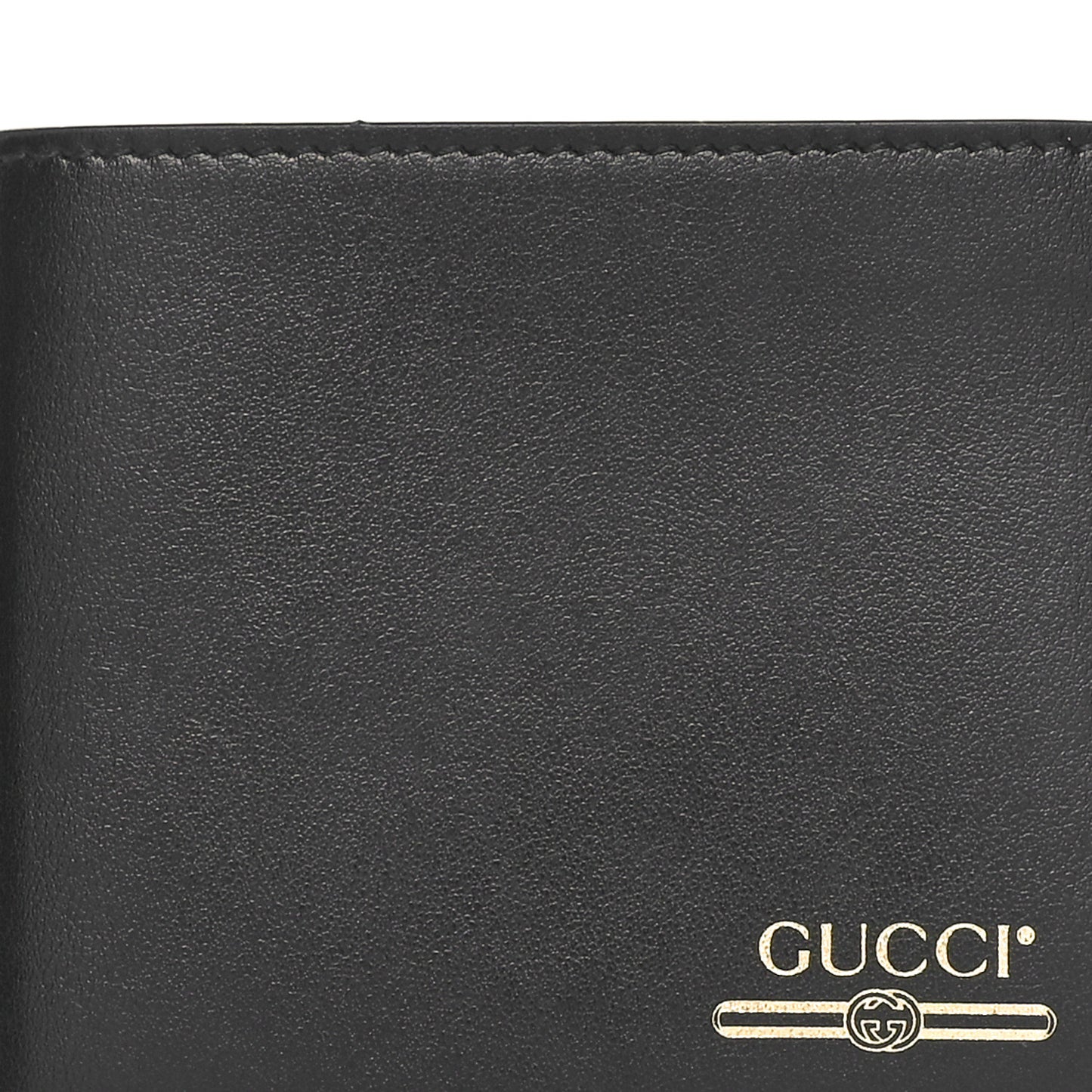 Plutone Calfskin Logo Bi-Fold Wallet Black