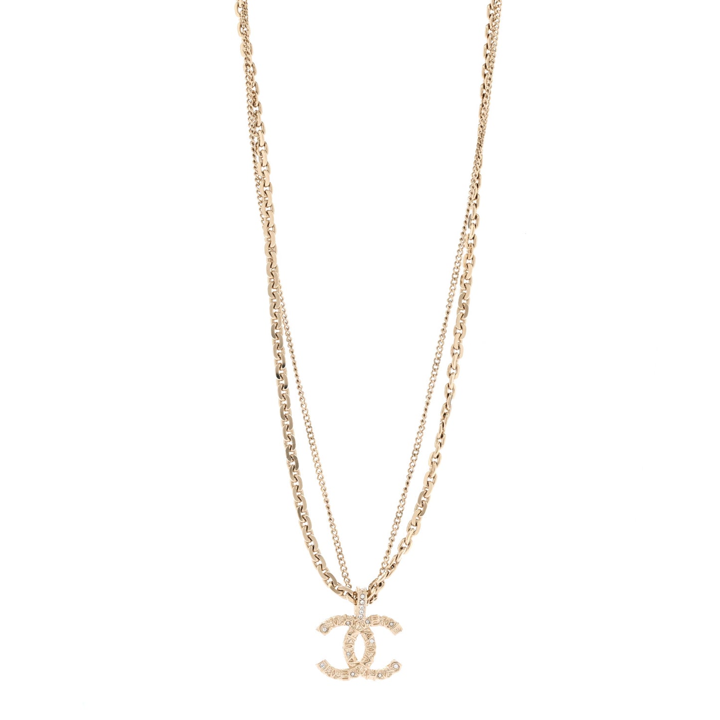 Crystal CC Multi Strand Chain Necklace Gold