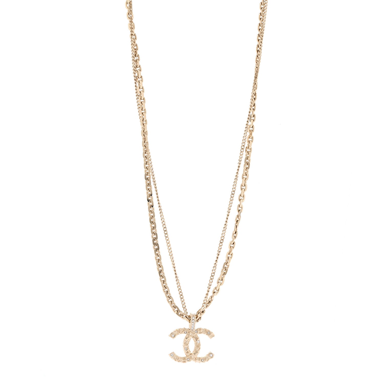 Chanel Crystal CC Multi Strand Chain Necklace Gold 1 of 6