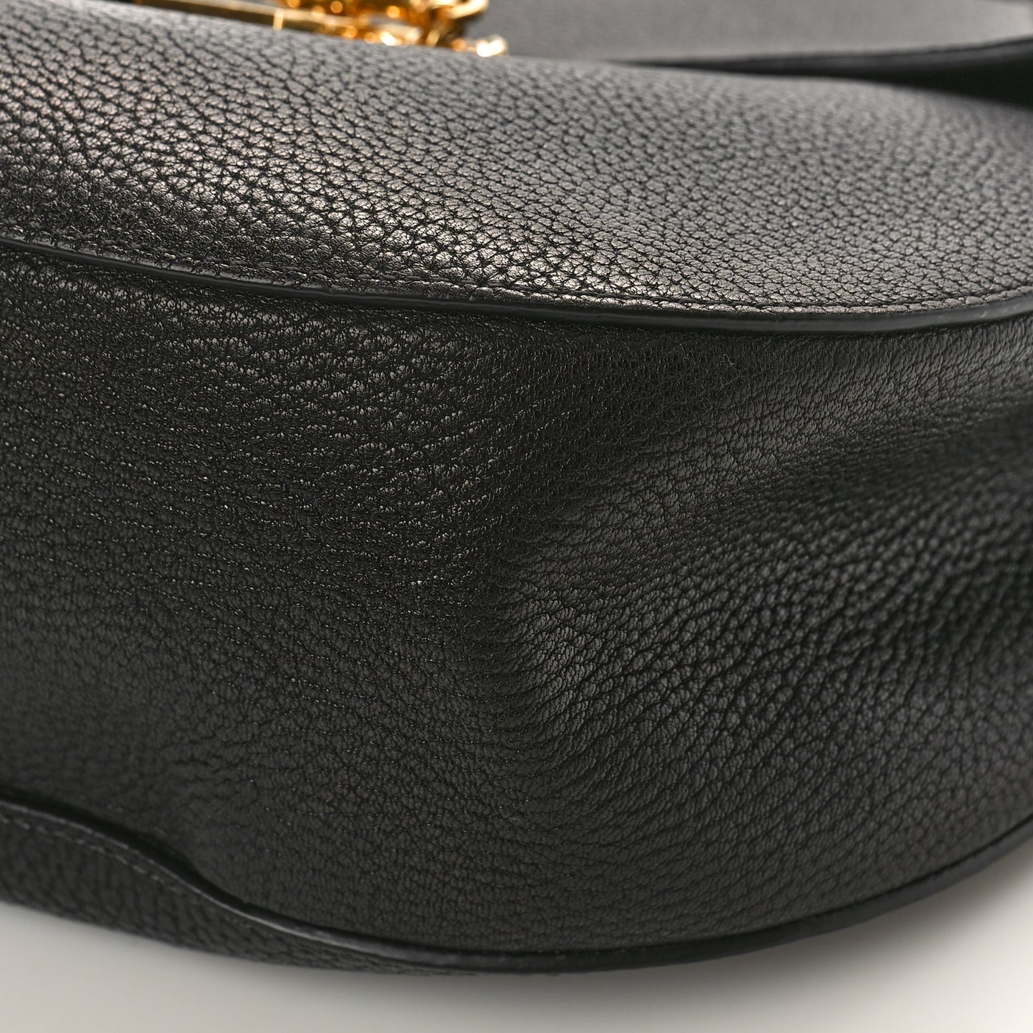 Grained Lambskin Large Drew Shoulder Bag Black