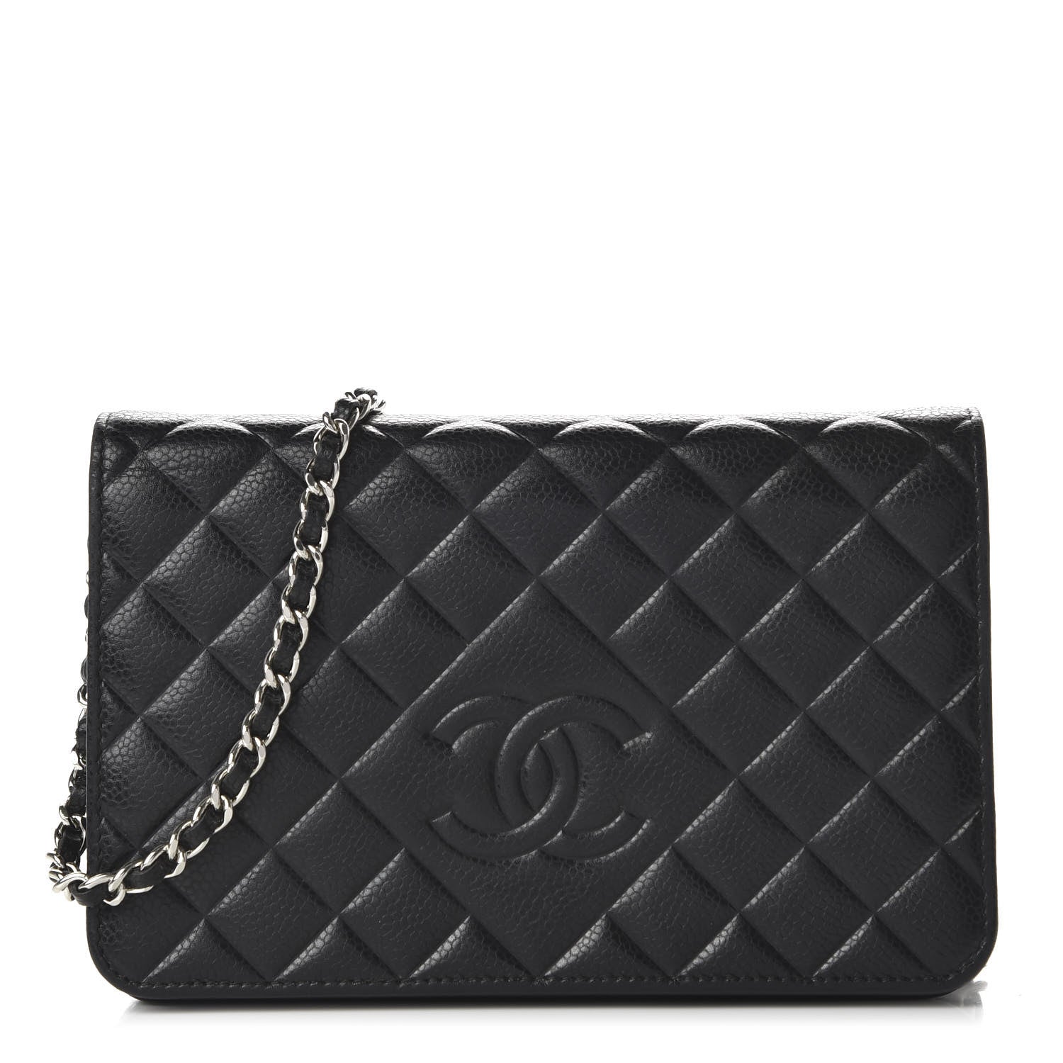 Chanel Caviar Quilted Diamond CC Wallet On Chain WOC Black 1 of 11