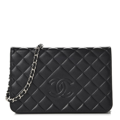 Chanel Caviar Quilted Diamond CC Wallet On Chain WOC Black 1 of 11