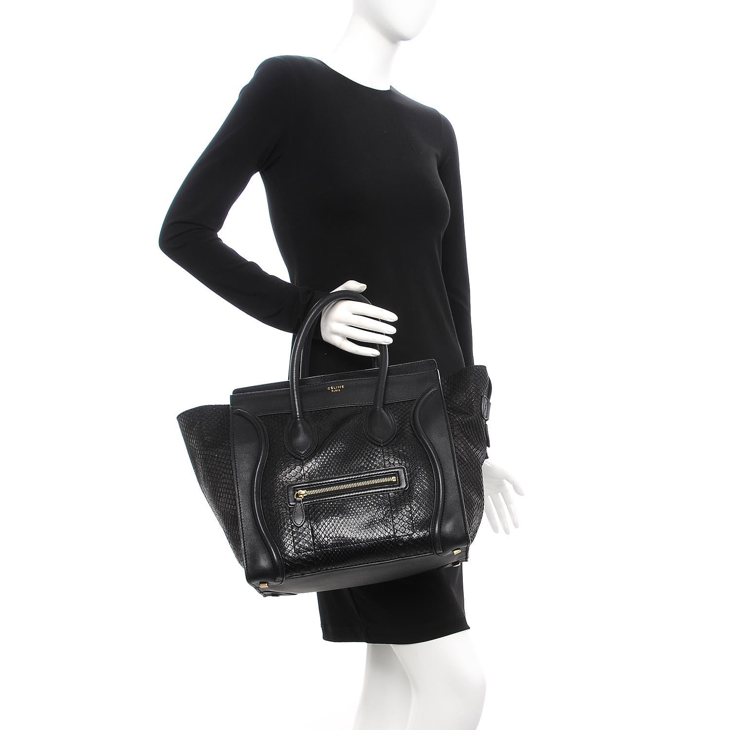 Celine Python Mini Luggage Black 2 of 11
