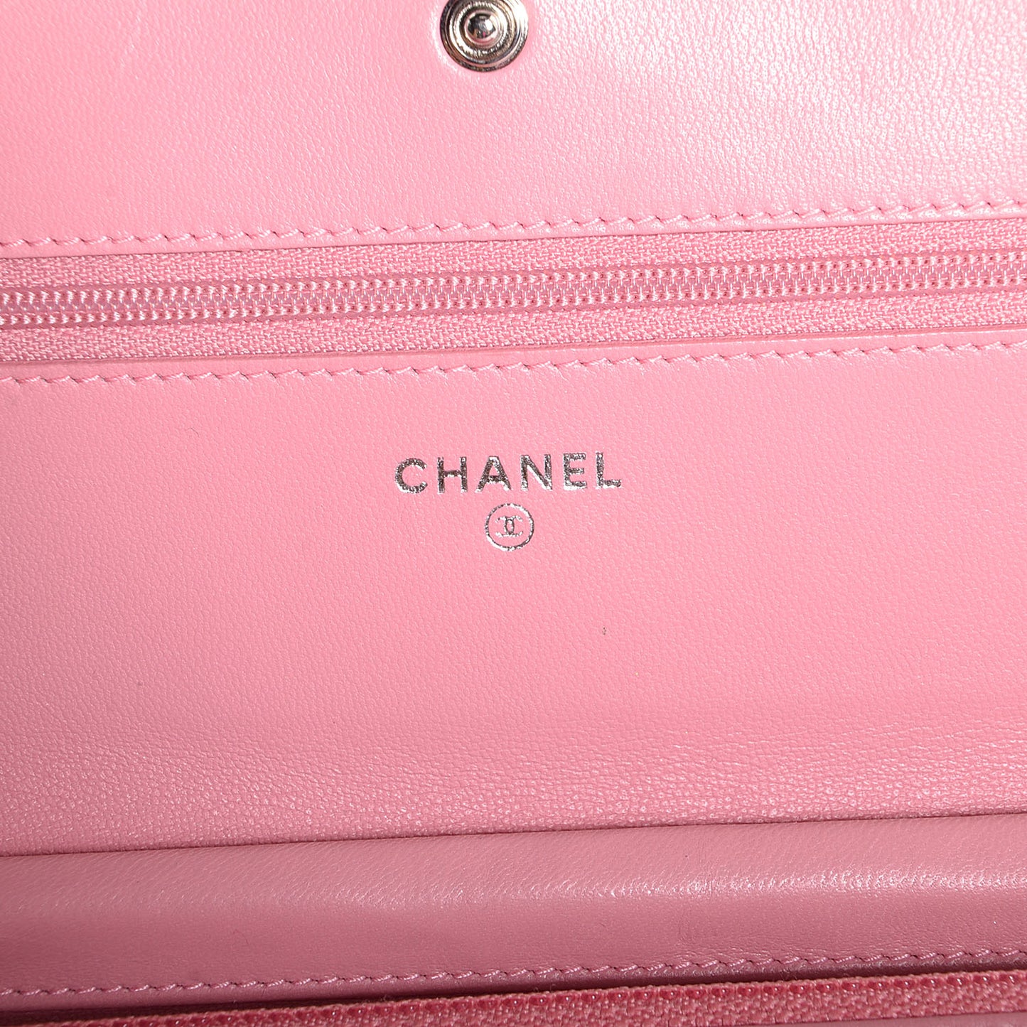 Lambskin Camellia Wallet on Chain WOC Pink