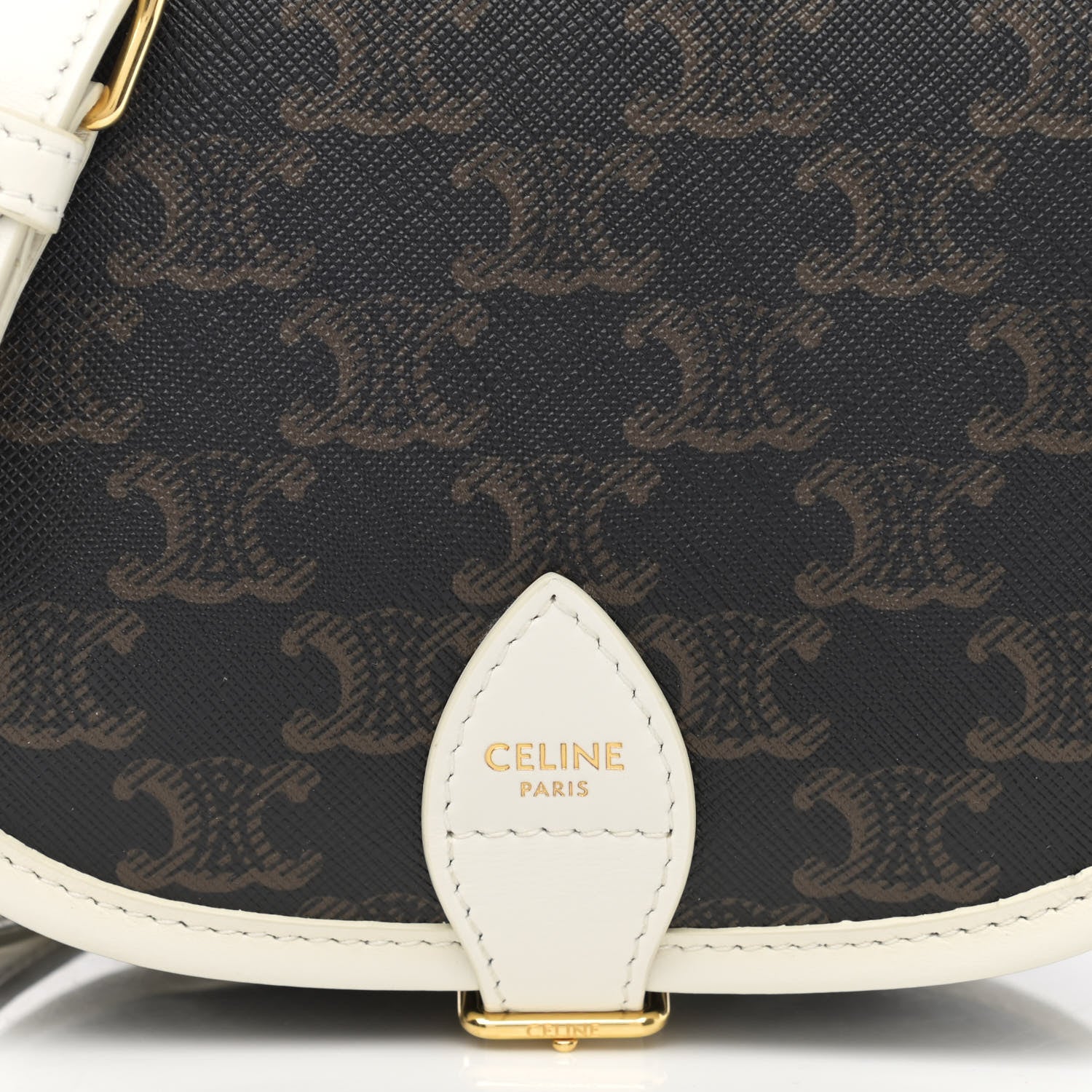 Celine Triomphe Canvas Medium Folco Bag White 6 of 11