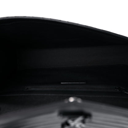 Saint Laurent Grain De Poudre Textured Mixed Matelasse Large Triquilt Monogram Monochrome Satchel Black 4 of 9