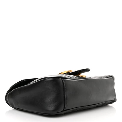 Gucci Calfskin Matelasse Small GG Marmont Shoulder Bag Black 4 of 13