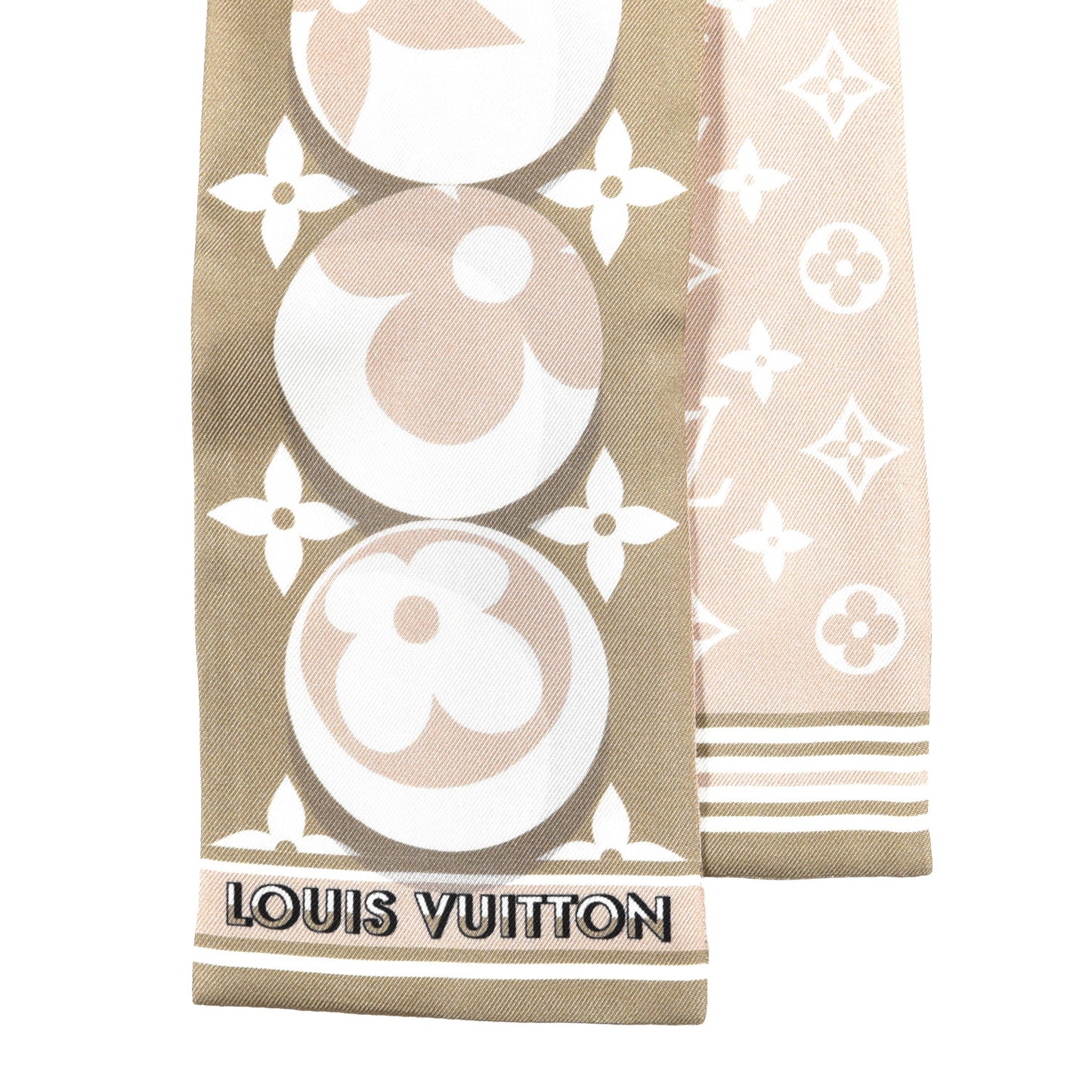Silk Monogram Marbles Classic Bandeau Kaki Beige White
