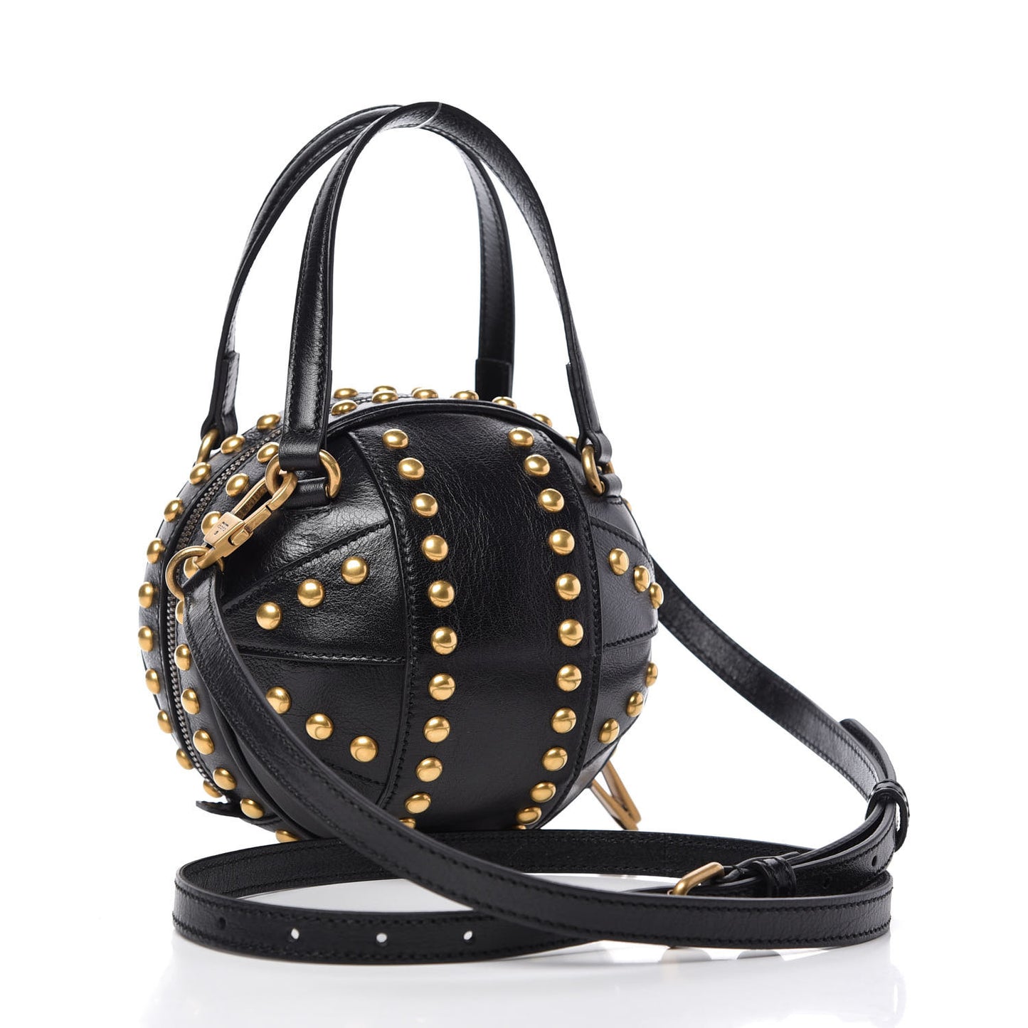 Calfskin Studded Mini Tifosa Baseball Shaped Shoulder Bag Black