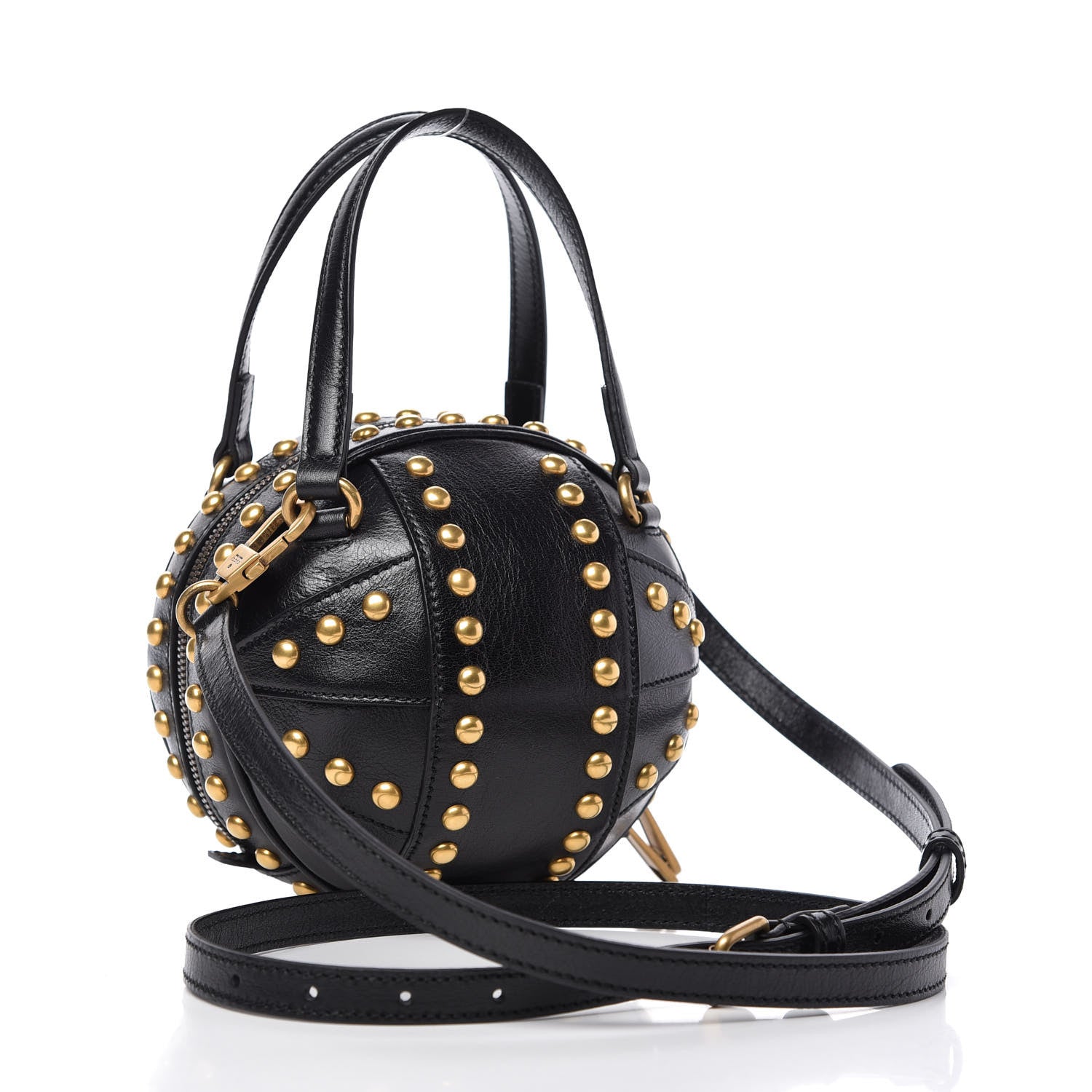 Gucci Calfskin Studded Mini Tifosa Baseball Shaped Shoulder Bag Black 3 of 10