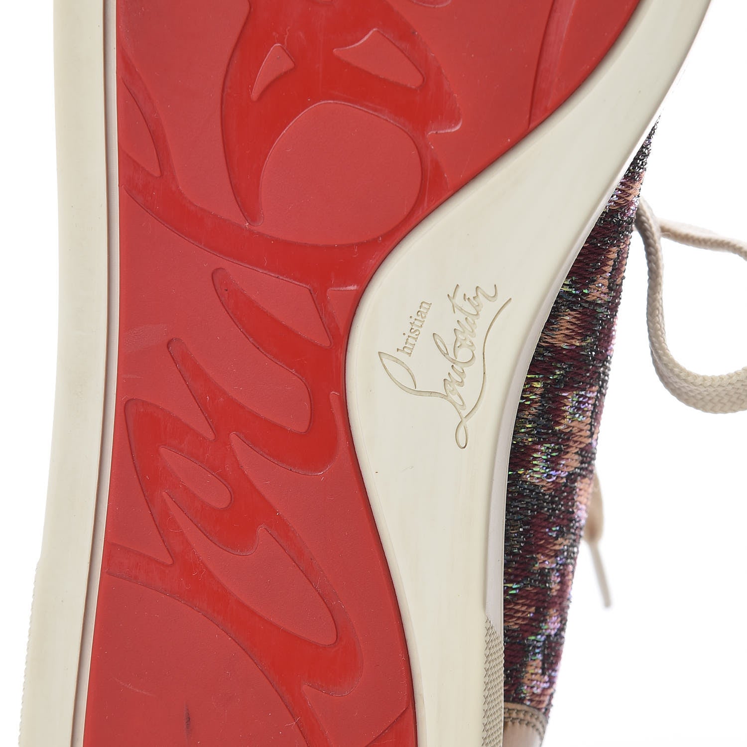 Christian Louboutin Crystal Metallic Suede Peacock Woven Lurex Gondolastrass Sneakers 40 Burgundy 8 of 10