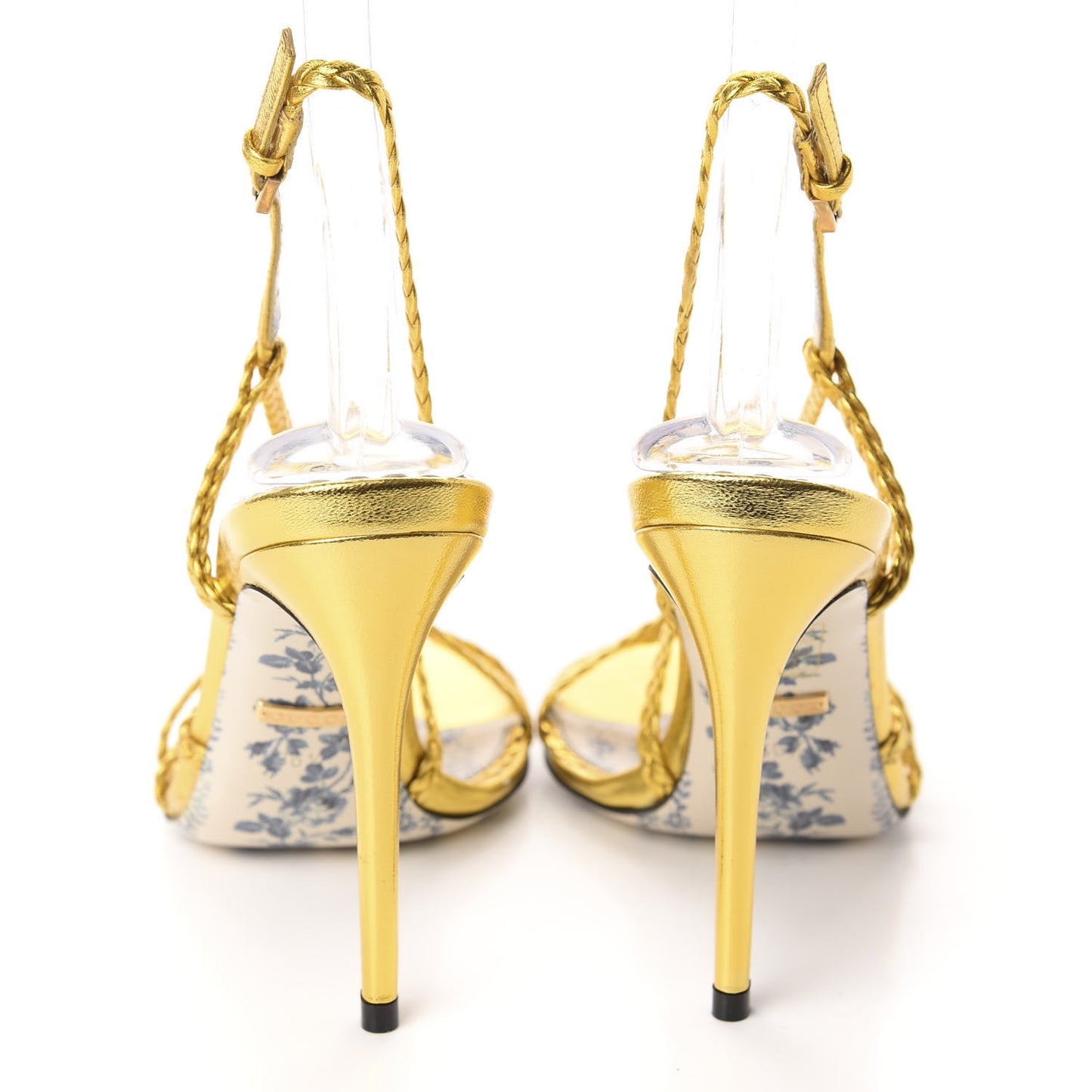Metallic Nappa Braided Haines High Heel Sandals 36.5 Gold