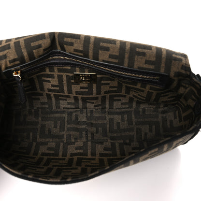 Fendi Fabric Jacquard FF 1974 Medium Baguette Tobacco Moro Black 5 of 9