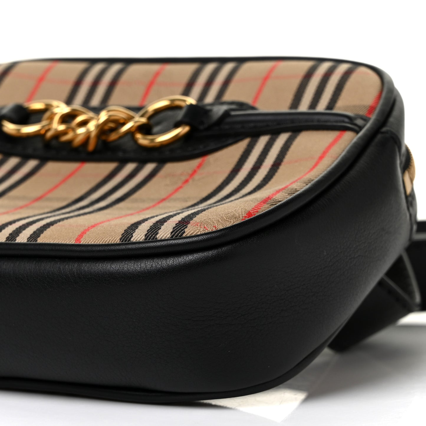 1983 Knight Check Smooth Calfskin Link Bum Bag Black