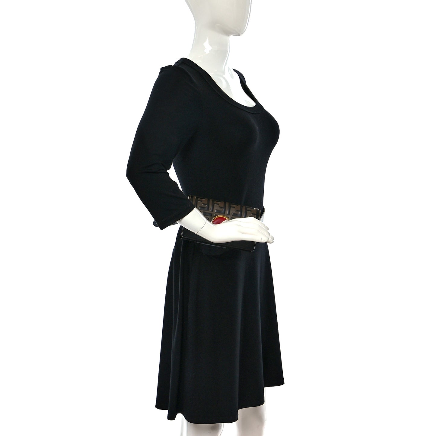 Vitello Liberty F is Fendi Bi-Color FF 1974 Embossed Envelope Belt Bag Maya Black