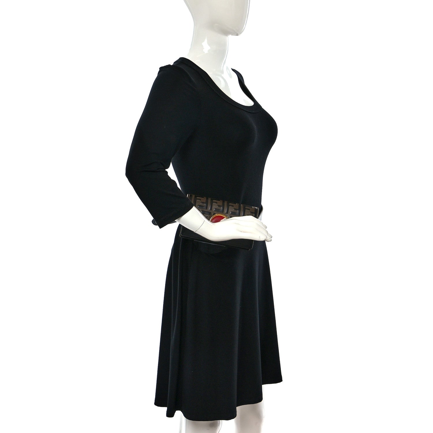 Fendi Vitello Liberty F is Fendi Bi-Color FF 1974 Embossed Envelope Belt Bag Maya Black 2 of 11