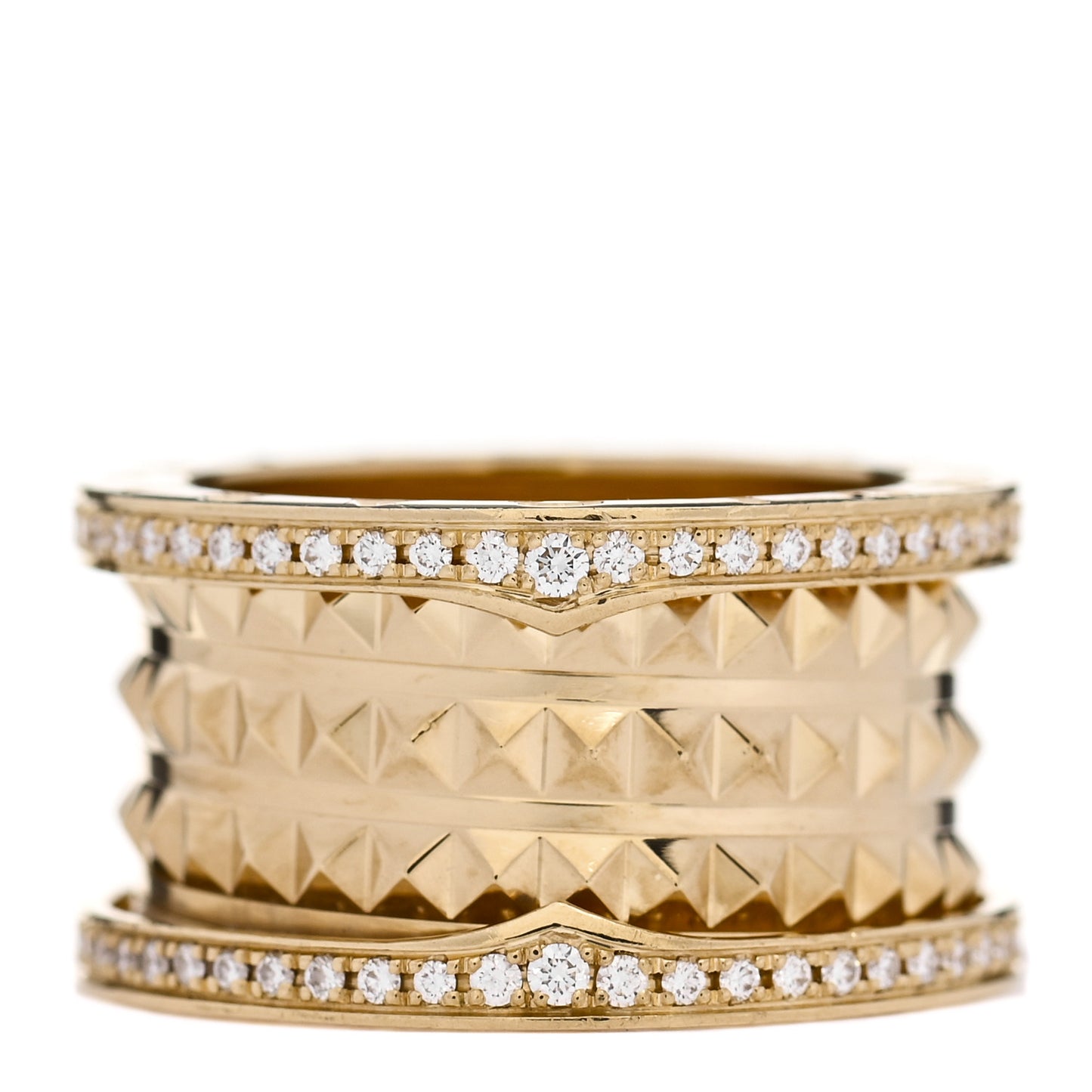 18K Yellow Gold Diamond B.Zero1 Rock Four-Band Pave Ring 54 6.75