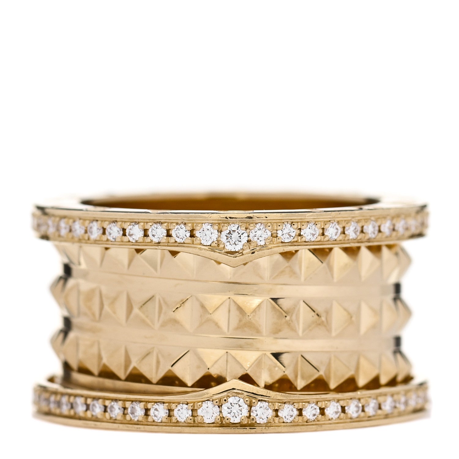 Bulgari 18K Yellow Gold Diamond B.Zero1 Rock Four-Band Pave Ring 54 6.75 3 of 7