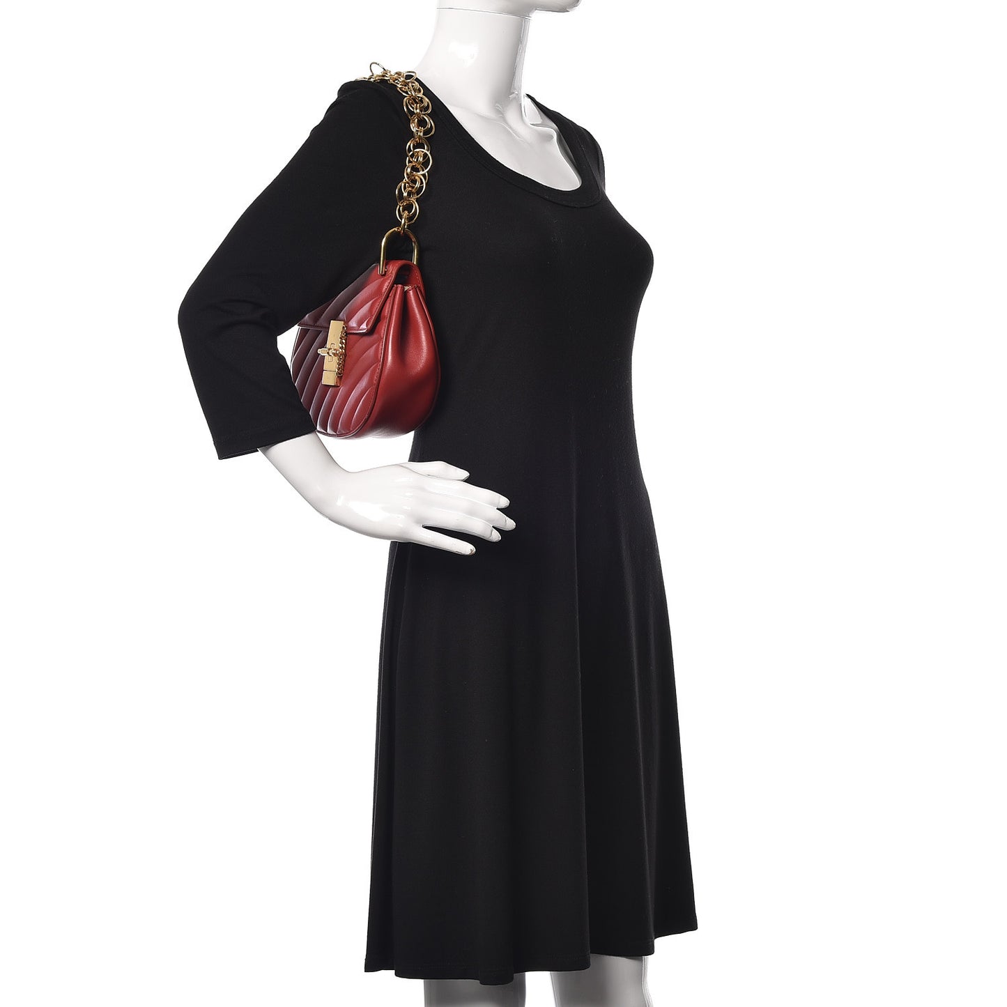 Calfskin Quilted Mini Drew Bijou Shoulder Bag Dahlia Red