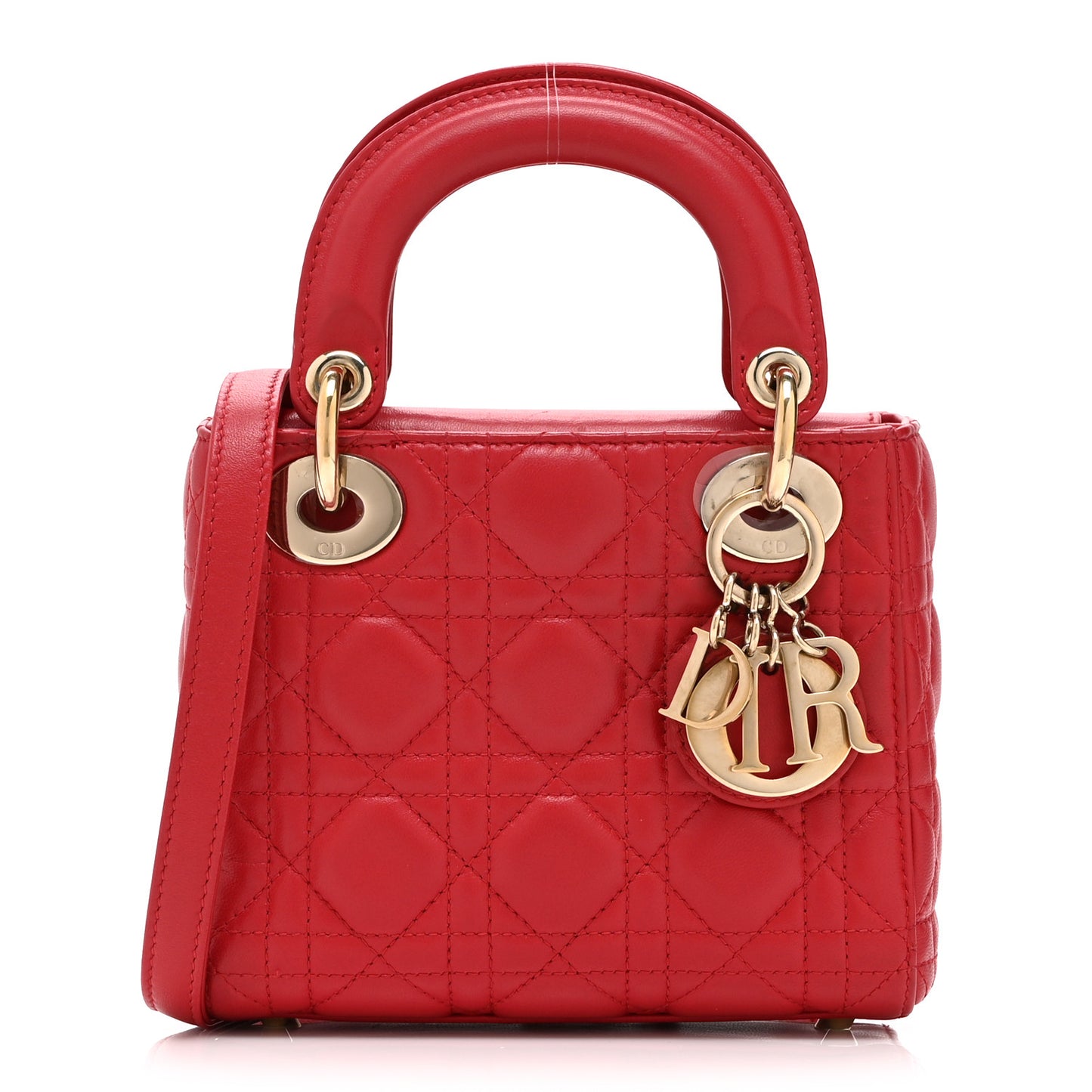 Lambskin Cannage Mini Lady Dior Red