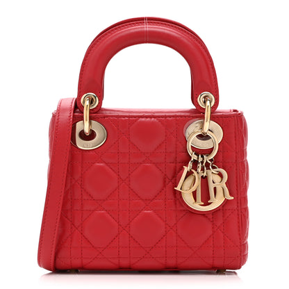Christian Dior Lambskin Cannage Mini Lady Dior Red 1 of 10