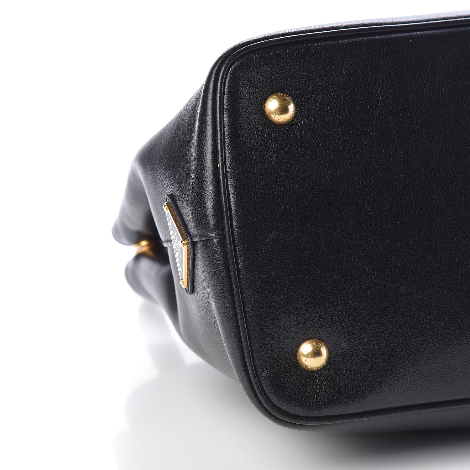 Prada Glace Calfskin Embossed Logo Tote Black 10 of 11