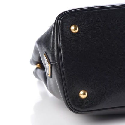 Prada Glace Calfskin Embossed Logo Tote Black 10 of 11