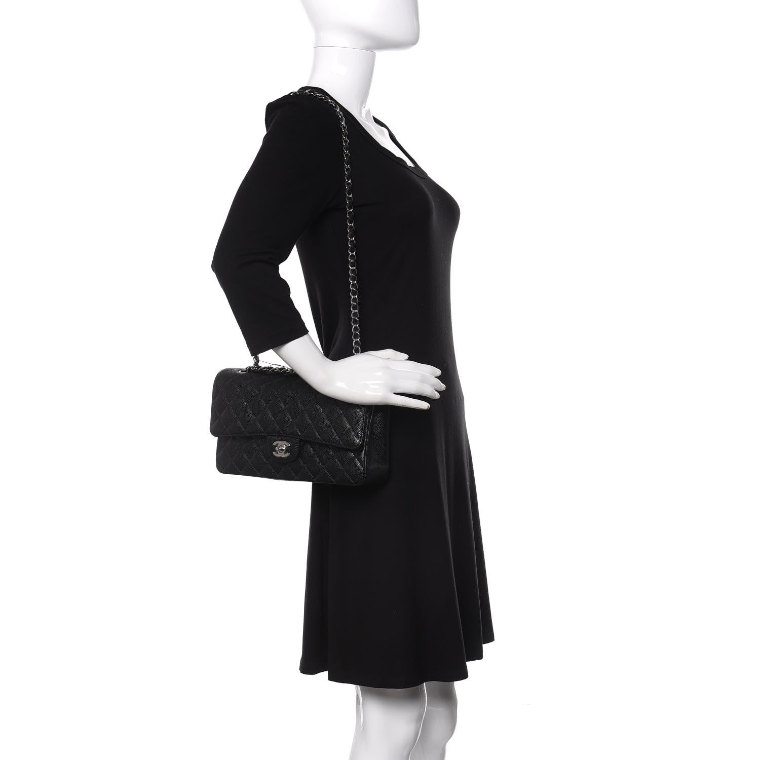 Chanel Caviar Quilted Medium Double Flap Black 2 of 10