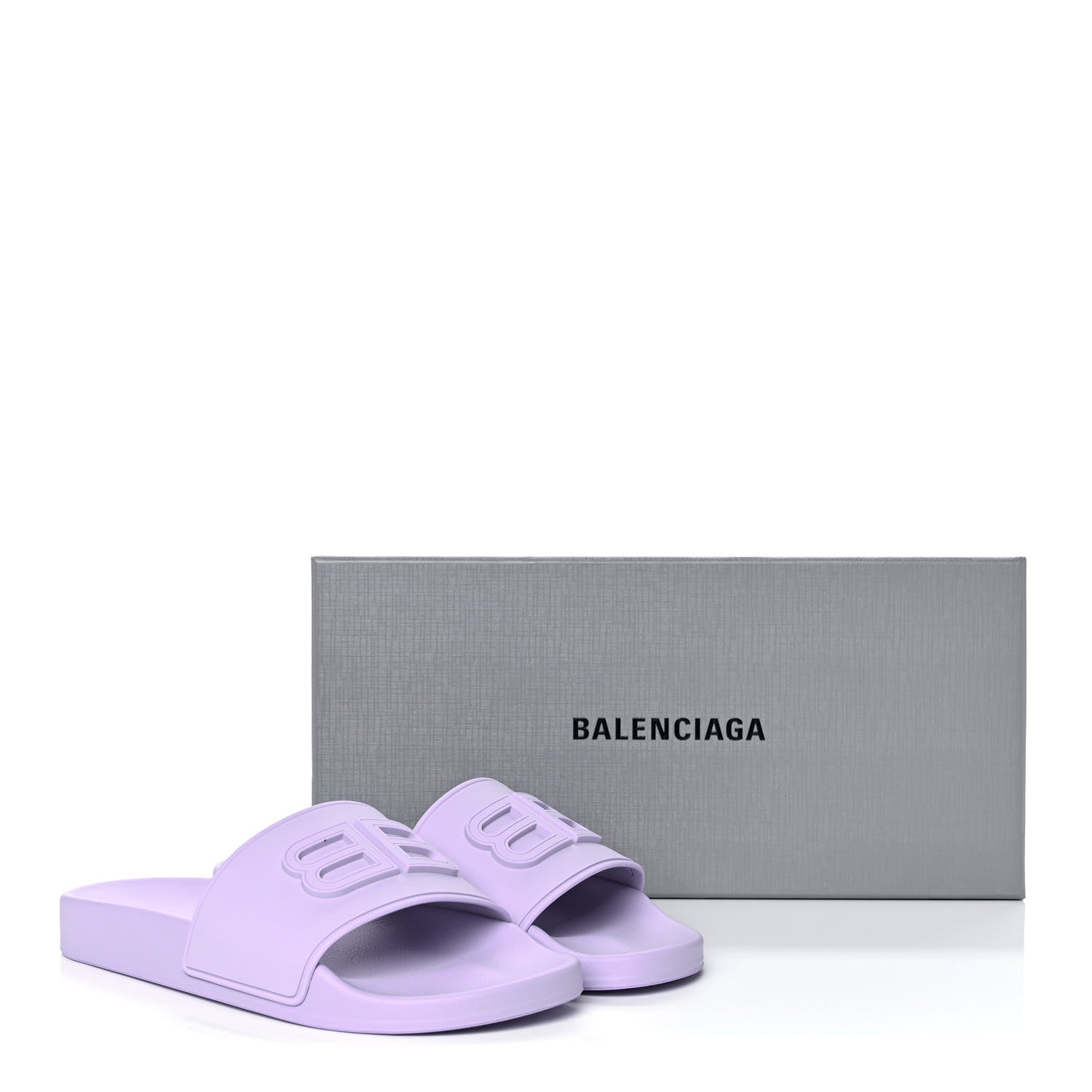 Balenciaga Rubber BB Womens Pool Slide Sandals 38 Lilac 9 of 9