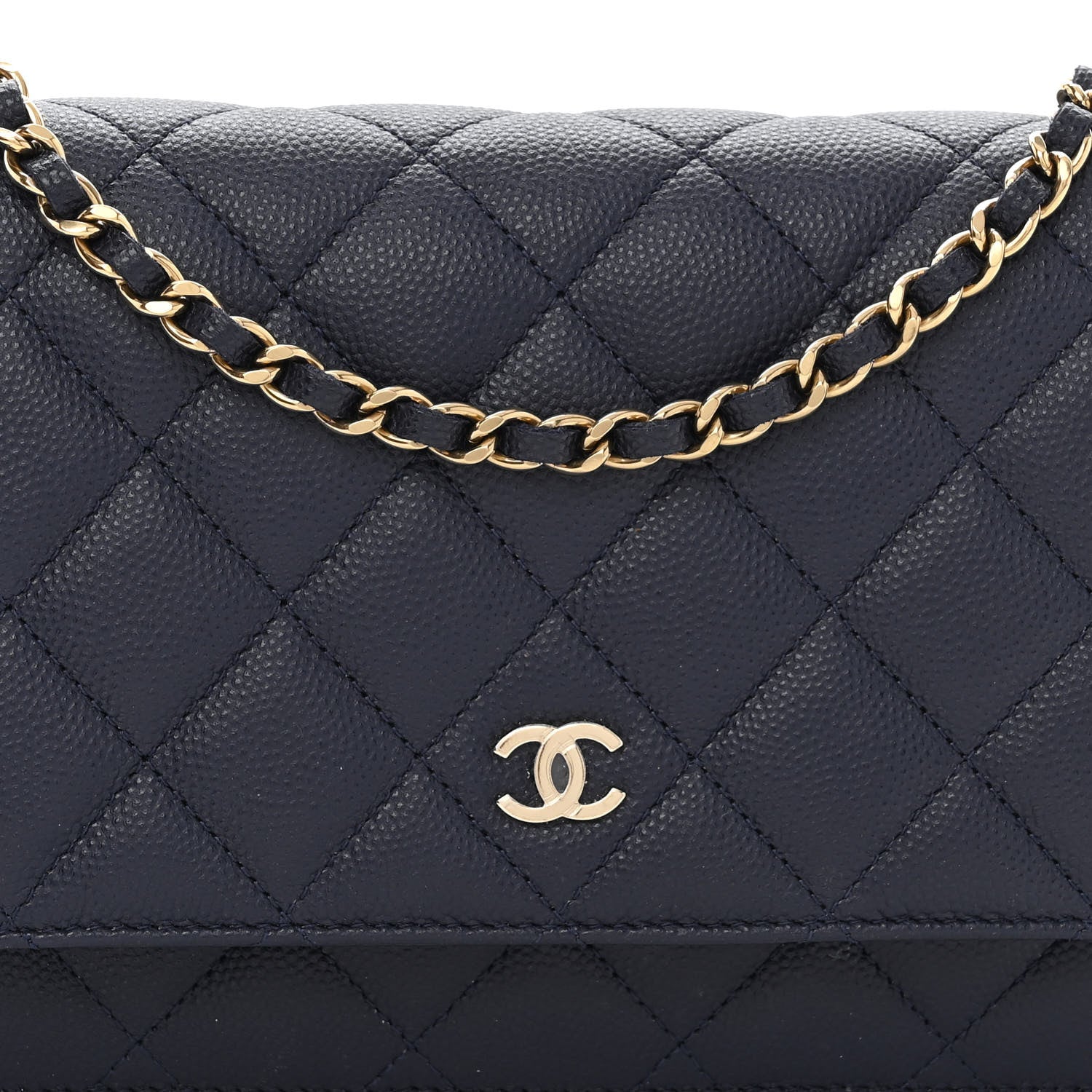 Chanel Caviar Quilted Wallet On Chain WOC Navy Blue 9 of 11