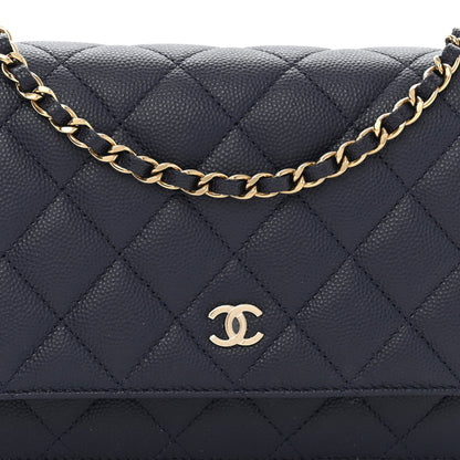 Chanel Caviar Quilted Wallet On Chain WOC Navy Blue 9 of 11