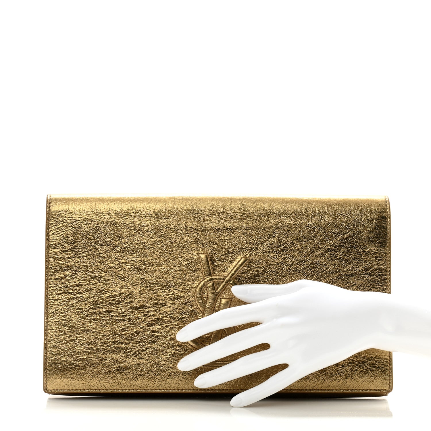 Saint Laurent Metallic Calfskin Monogram Large Belle De Jour Clutch Gold 2 of 11