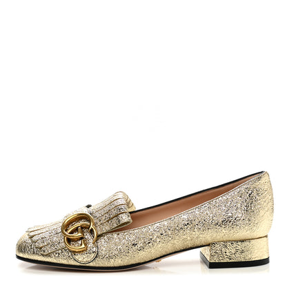 Gucci Galassia GG Marmont Fringe 25mm Loafer Pumps 35.5 Platino 1 of 8