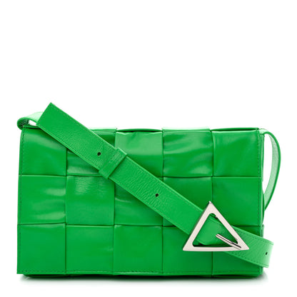 Bottega Veneta Paper Calfskin Maxi Intreccio Cassette Crossbody Bag Grass 1 of 11
